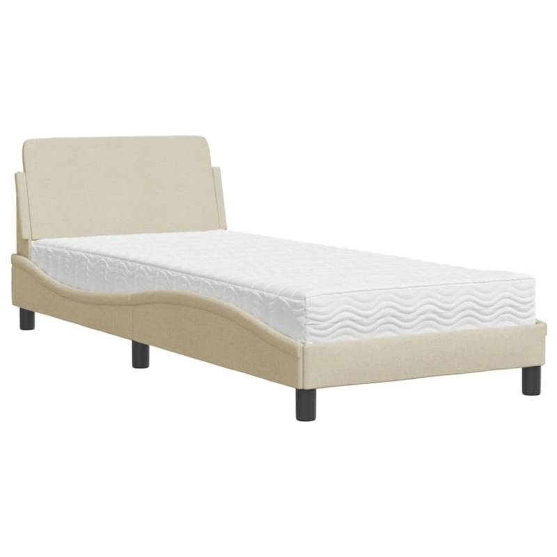 vidaXL Bett mit Matratze Creme 90x200 cm Stoff2009569 von VIDAXL