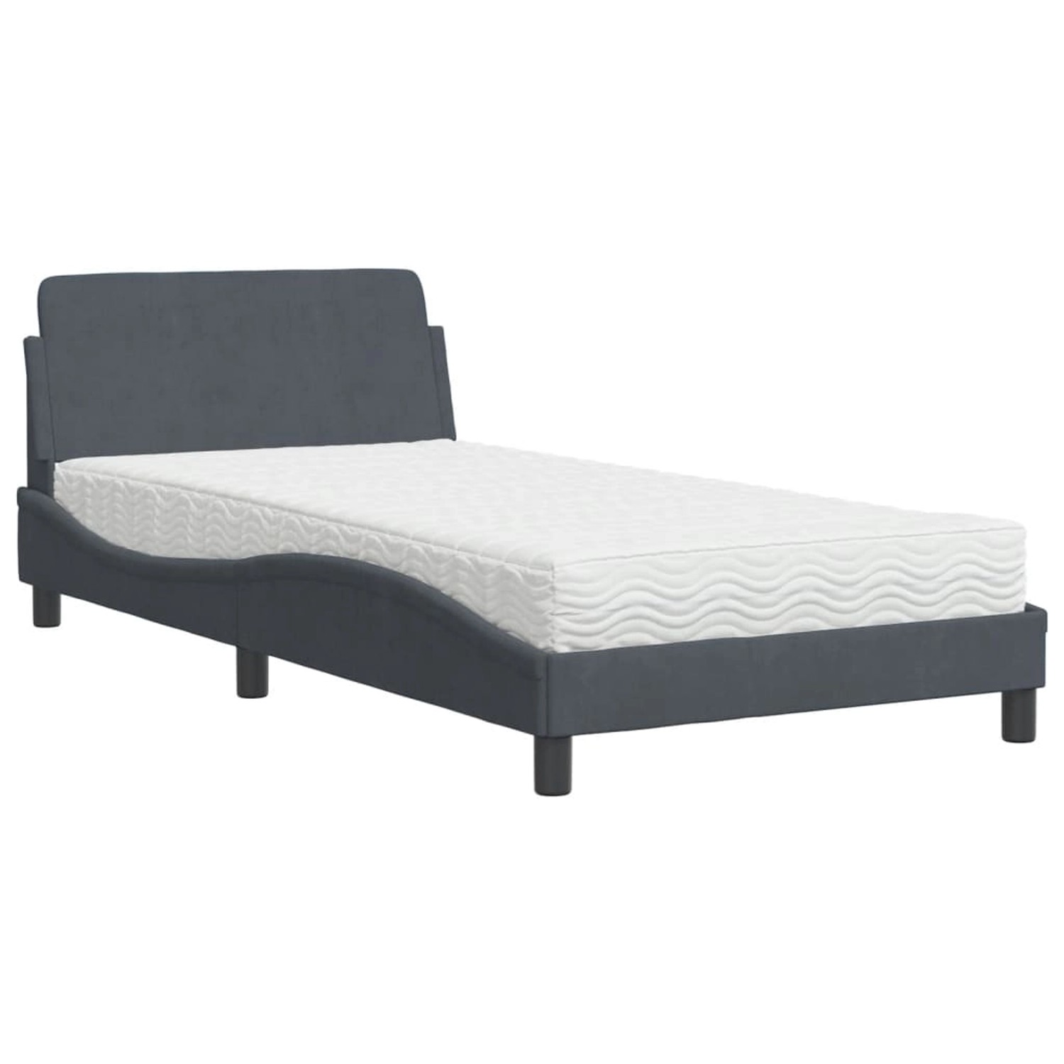 vidaXL Bett mit Matratze Dunkelgrau 100x200 cm Samt2009183 von VIDAXL
