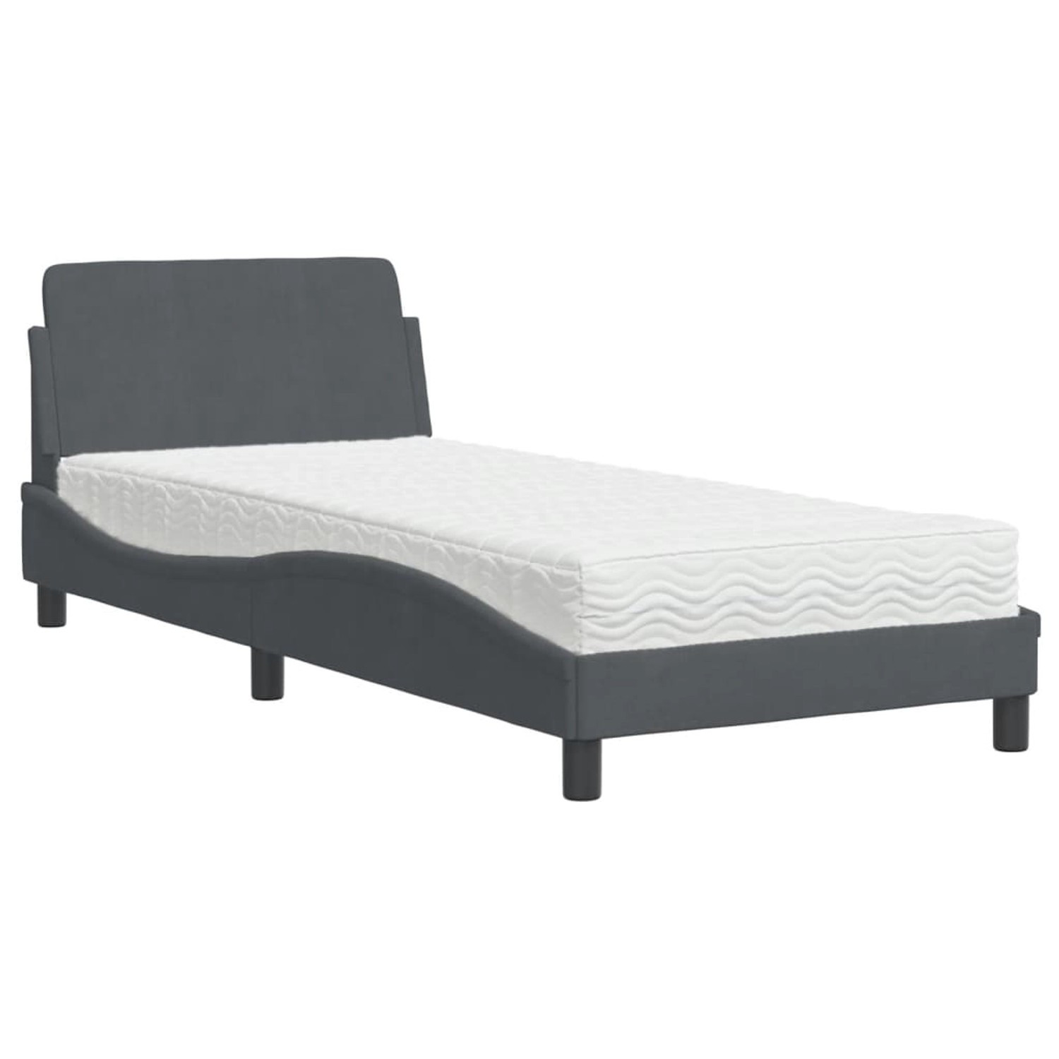 vidaXL Bett mit Matratze Dunkelgrau 90x190 cm Samt2009195 vidaXL Bett mit Matratze Dunkelgrau 90x190 cm Samt2009195 von VIDAXL