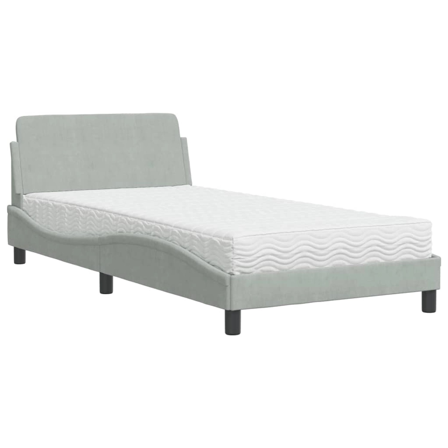 vidaXL Bett mit Matratze Hellgrau 100x200 cm Samt Modell 12008257 vidaXL Bett mit Matratze Hellgrau 100x200 cm Samt Modell 12008257 von VIDAXL