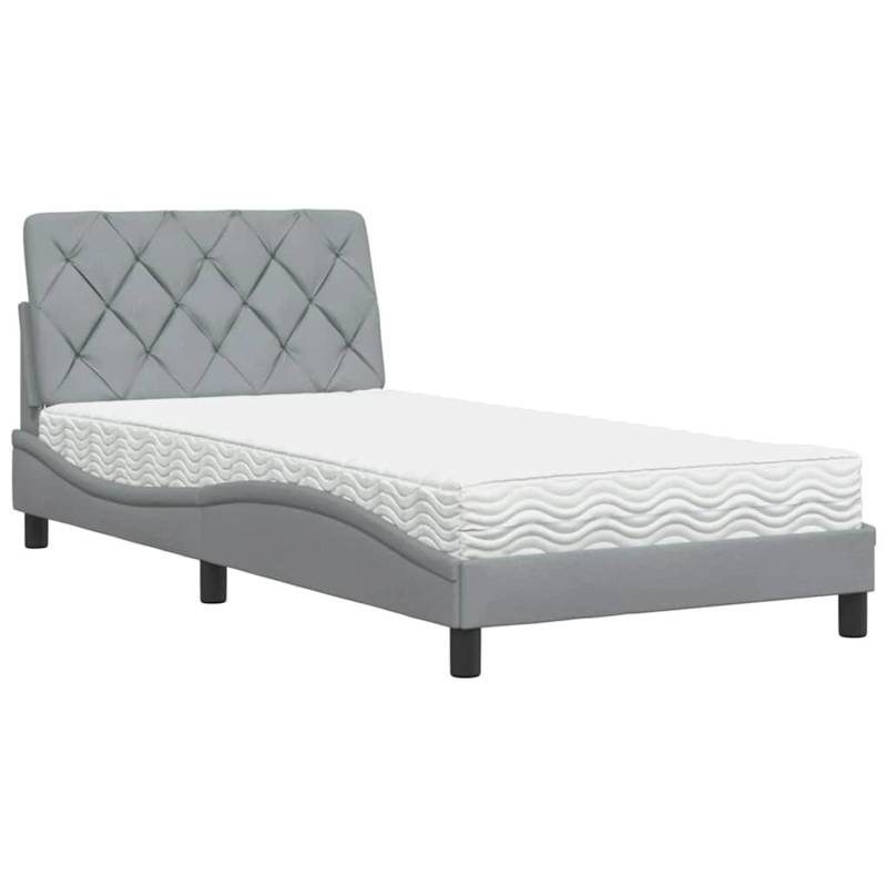 vidaXL Bett mit Matratze Hellgrau 100x200 cm Stoff 3310720 vidaXL Bett mit Matratze Hellgrau 100x200 cm Stoff 3310720 von VIDAXL