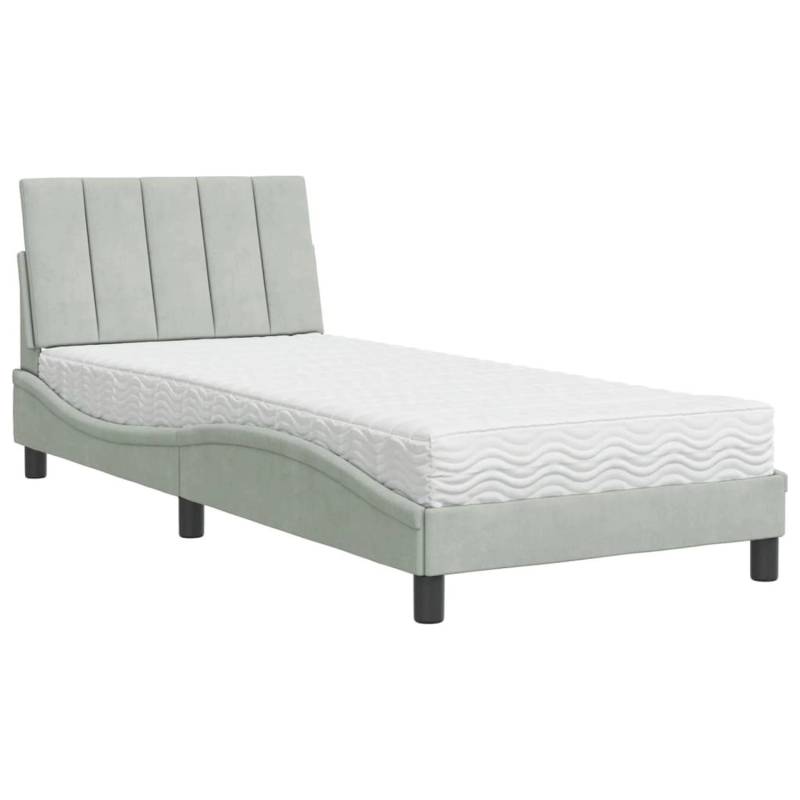 vidaXL Bett mit Matratze Hellgrau 80x200 cm Samt2007234 von VIDAXL