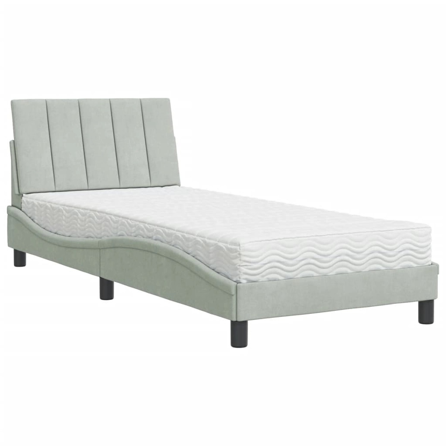 vidaXL Bett mit Matratze Hellgrau 90x190 cm Samt2009574 vidaXL Bett mit Matratze Hellgrau 90x190 cm Samt2009574 von VIDAXL