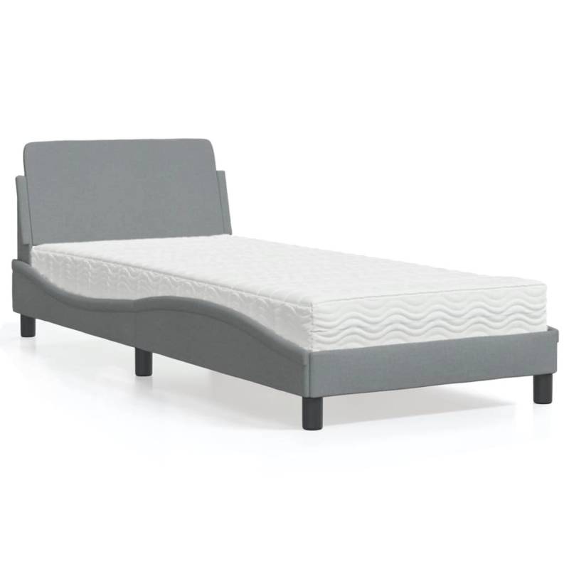 vidaXL Bett mit Matratze Hellgrau 90x190 cm Stoff2008786 von VIDAXL