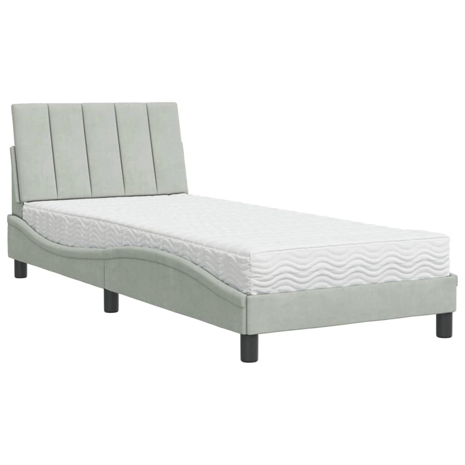 vidaXL Bett mit Matratze Hellgrau 90x200 cm Samt Modell 12007235 vidaXL Bett mit Matratze Hellgrau 90x200 cm Samt Modell 12007235 von VIDAXL