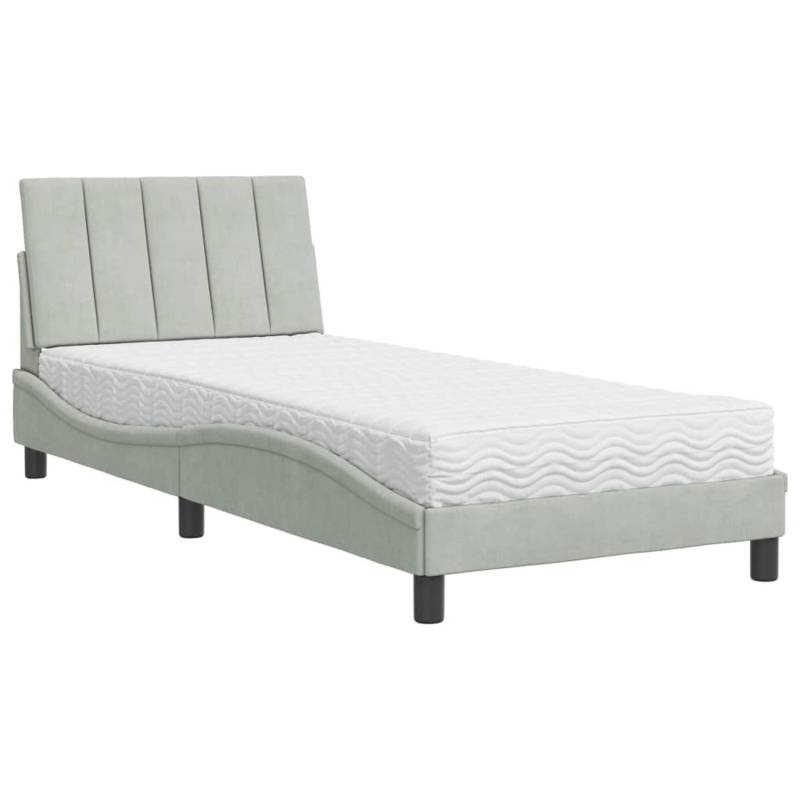 vidaXL Bett mit Matratze Hellgrau 90x200 cm Samt Modell 12007235 von VIDAXL