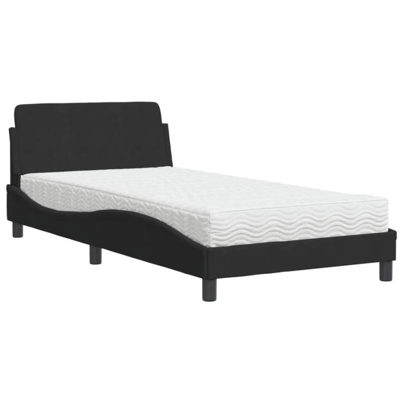 vidaXL Bett mit Matratze Schwarz 100x200 cm Samt Modell 12008258 von VIDAXL