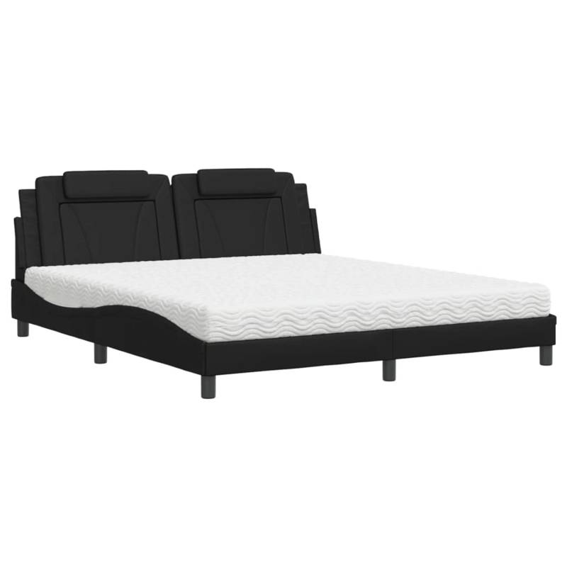 vidaXL Bett mit Matratze Schwarz 180x200 cm Kunstleder2010458 von VIDAXL