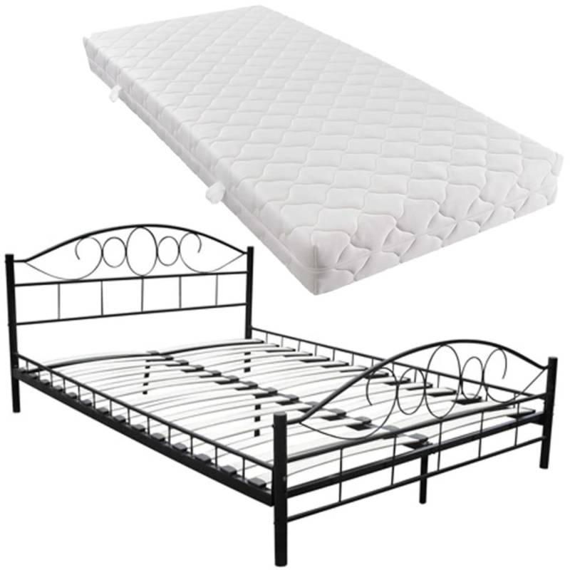 vidaXL Bett mit Matratze Schwarz Metall 180x200 cm Modell 11017161 von VIDAXL
