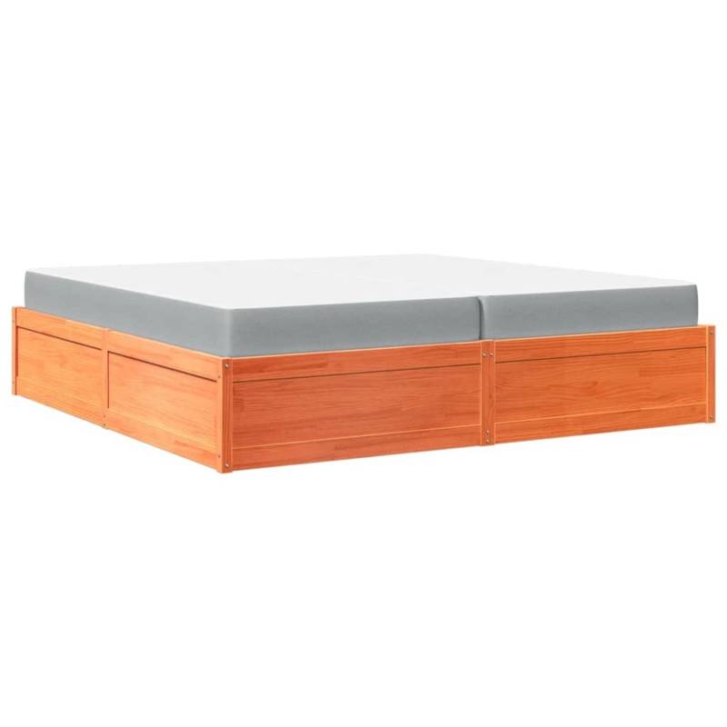 vidaXL Bett mit Matratze Wachsbraun 200x200 Massivholz Kiefer2012044 von VIDAXL