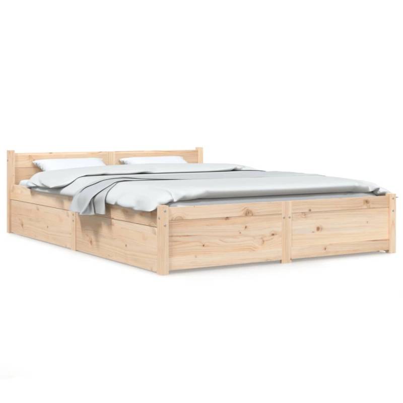 vidaXL Bett mit Schubladen 135x190 cm 4FT6 Double Modell 11119770 von VIDAXL
