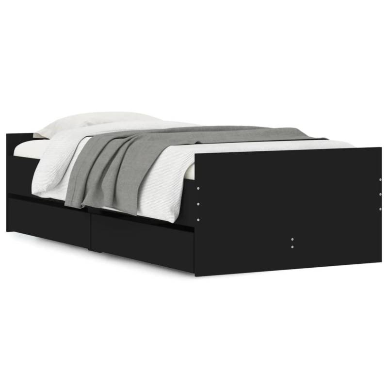 vidaXL Bett mit Schubladen Schwarz 75x190 cm1953009 von VIDAXL