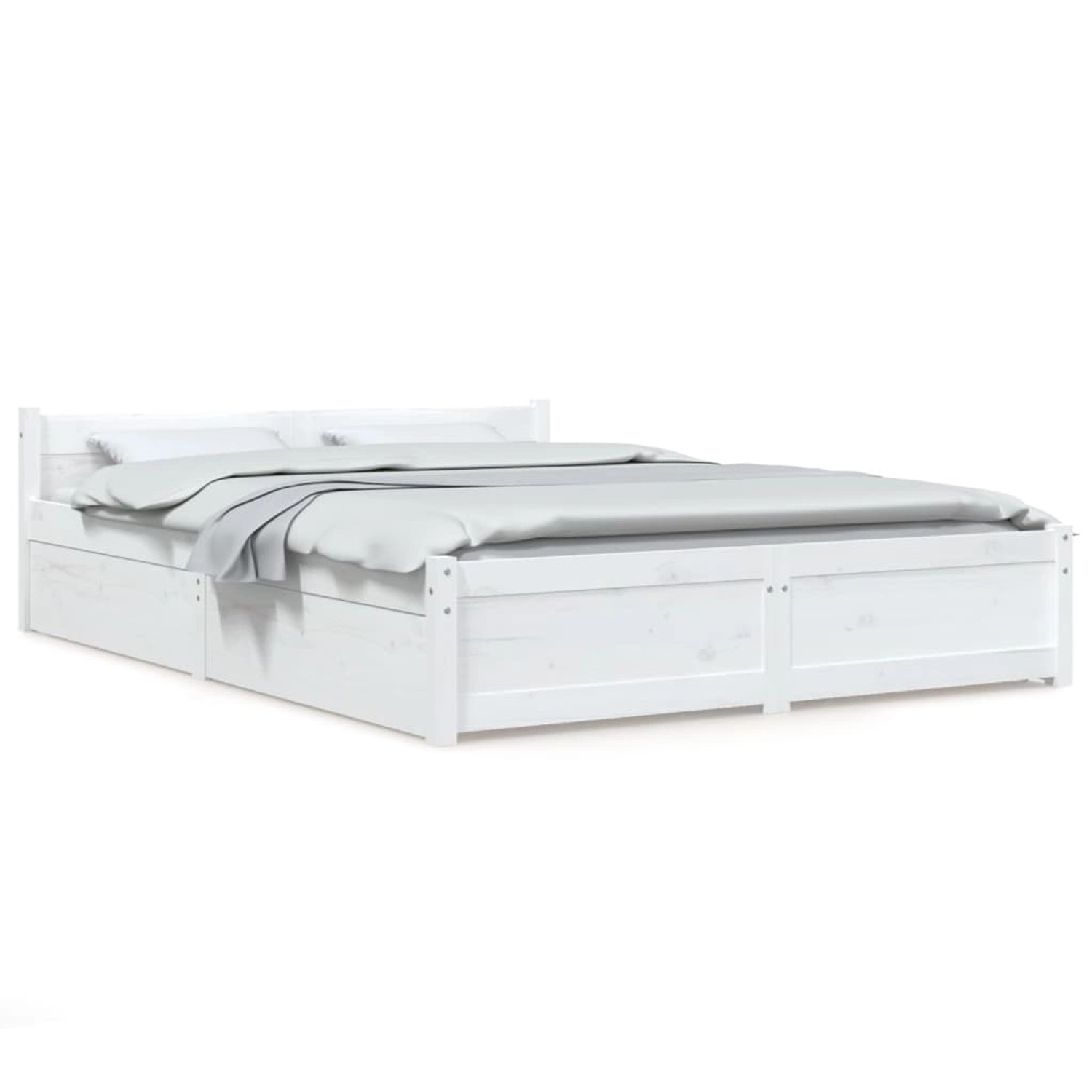 vidaXL Bett mit Schubladen Weiß 135x190 cm 4FT6 Double Modell 11119771 von VIDAXL