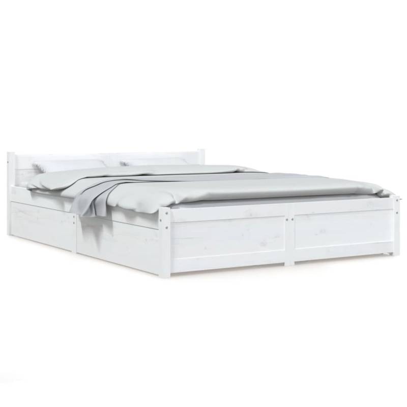 vidaXL Bett mit Schubladen Weiß 135x190 cm 4FT6 Double Modell 11119771 von VIDAXL