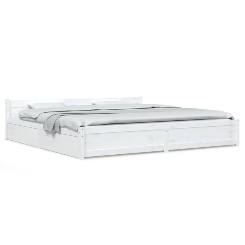 vidaXL Bett mit Schubladen Weiß 200x200 cm1119805 von VIDAXL