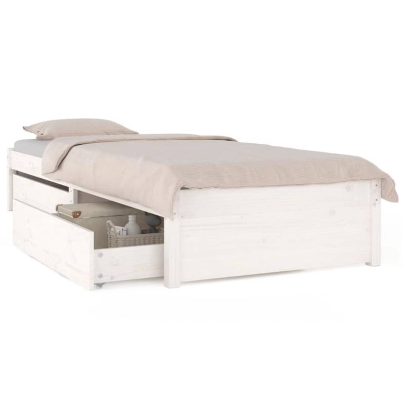 vidaXL Bett mit Schubladen Weiß 75x190 cm 2FT6 Small Single Modell 11156584 von VIDAXL