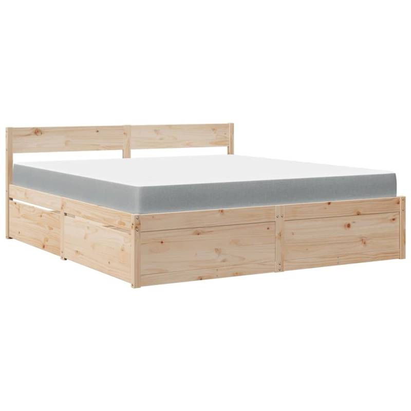vidaXL Bett mit Schubladen und Matratze 180x200 cm Massivholz Kiefer2011982 von VIDAXL