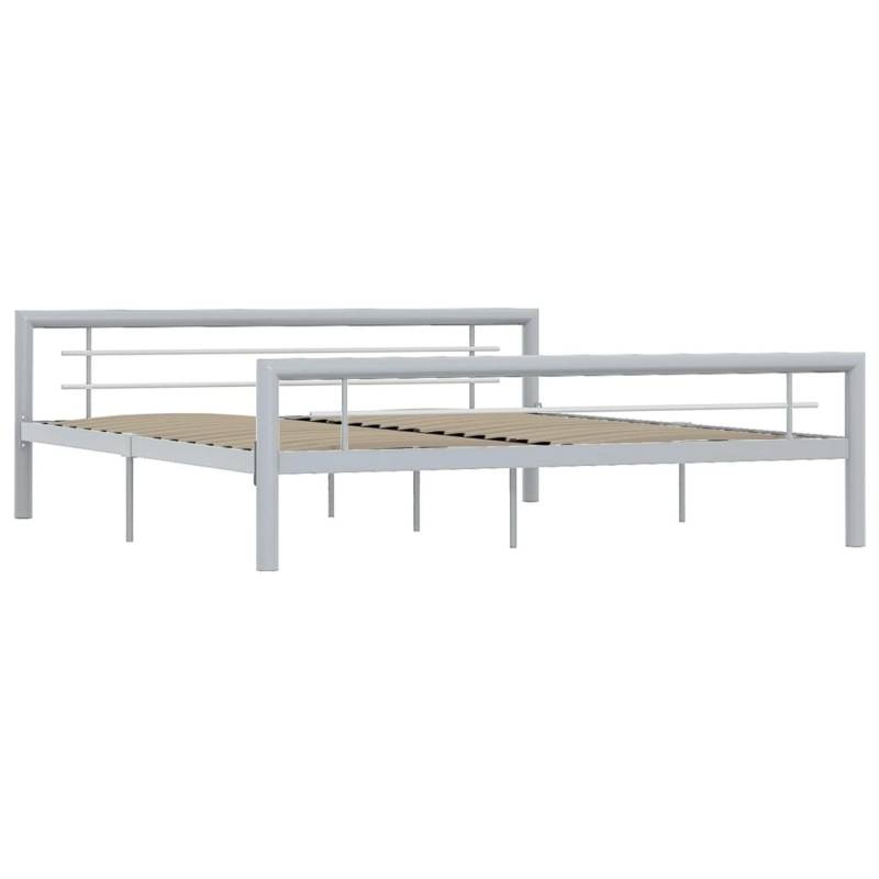 vidaXL Bettgestell Grau und Weiß Metall 180 x 200 cm618330 von VIDAXL