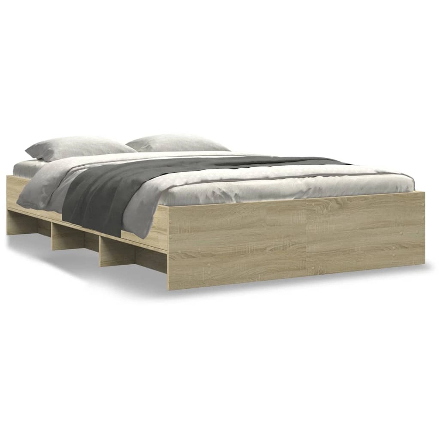 vidaXL Bettgestell Sonoma-Eiche 135x190 cm Holzwerkstoff Modell 22108051 von VIDAXL
