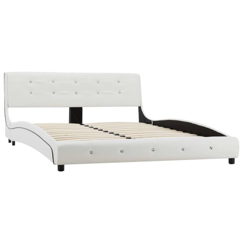 vidaXL Bettgestell Weiß Kunstleder 140 x 200 cm615327 von VIDAXL