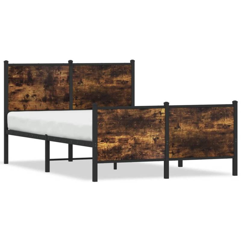 vidaXL Bettgestell mit Kopf- und Fußteil Metall Räuchereiche 120x200cm2106800 von VIDAXL