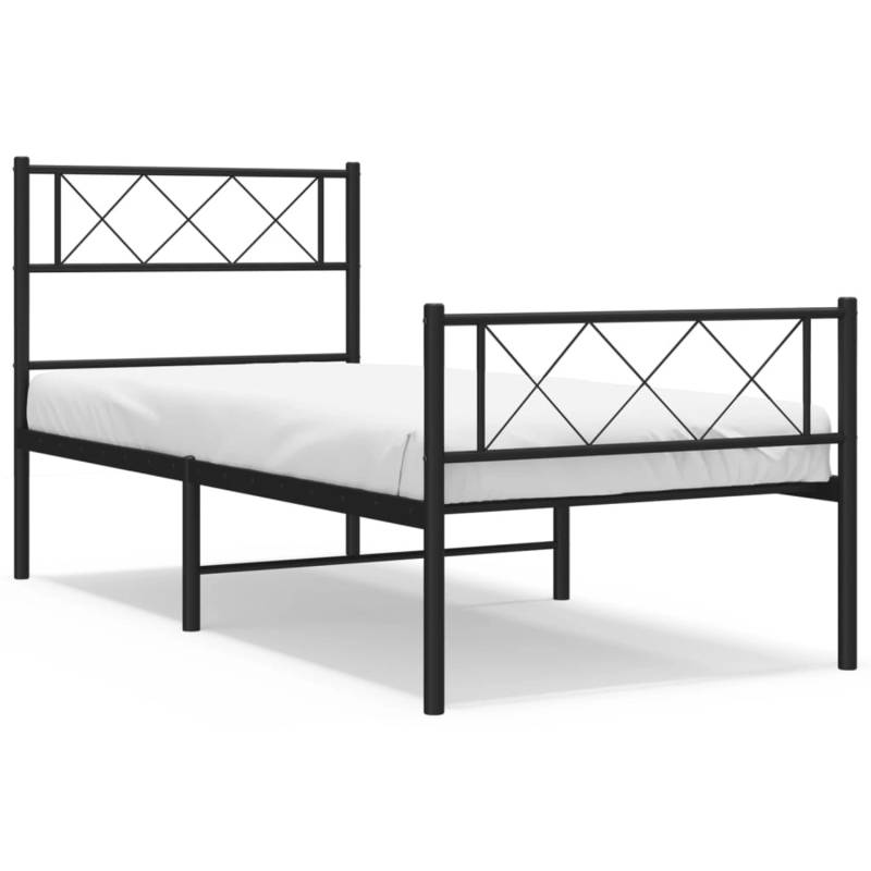 vidaXL Bettgestell mit Kopf- und Fußteil Metall Schwarz 100x200 cm Modell 21881147 von VIDAXL