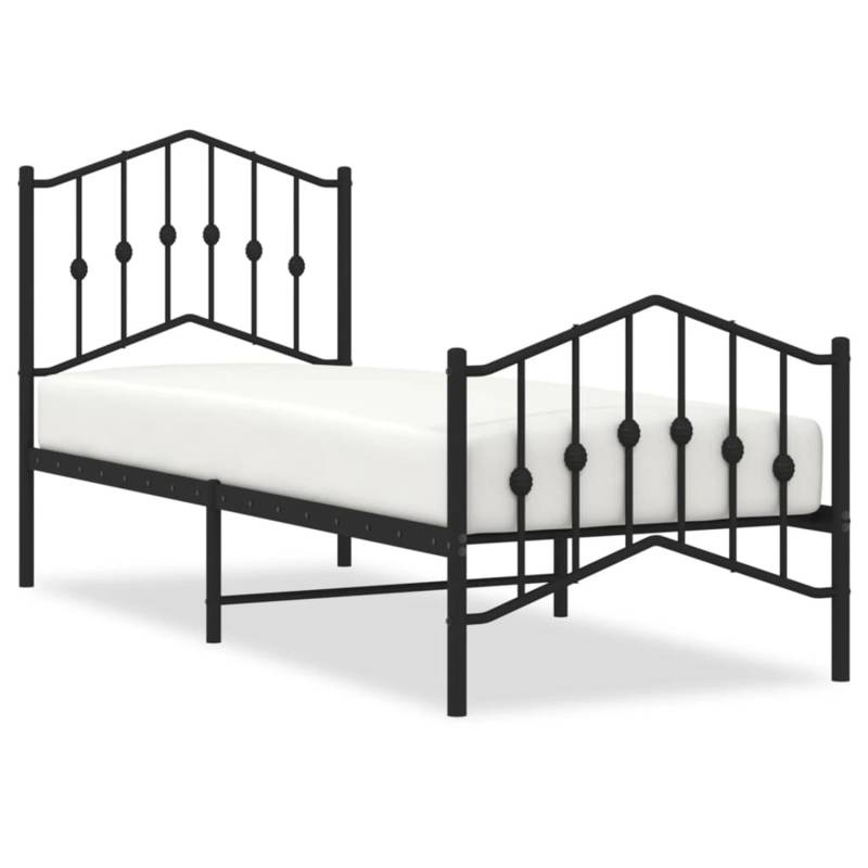 vidaXL Bettgestell mit Kopf- und Fußteil Metall Schwarz 75x190 cm Modell 21927736 von VIDAXL
