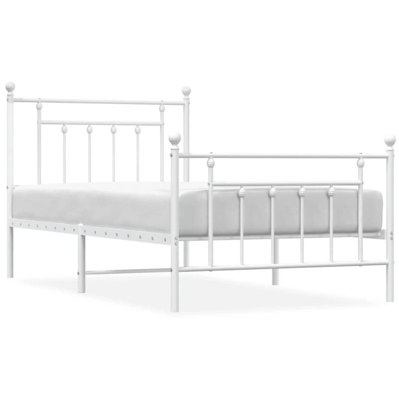 vidaXL Bettgestell mit Kopf- und Fußteil Metall Weiß 100x190 cm Modell 101847295 von VIDAXL
