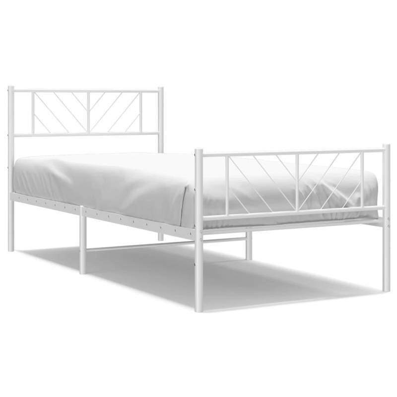 vidaXL Bettgestell mit Kopf- und Fußteil Metall Weiß 107x203 cm Modell 101883524 von VIDAXL