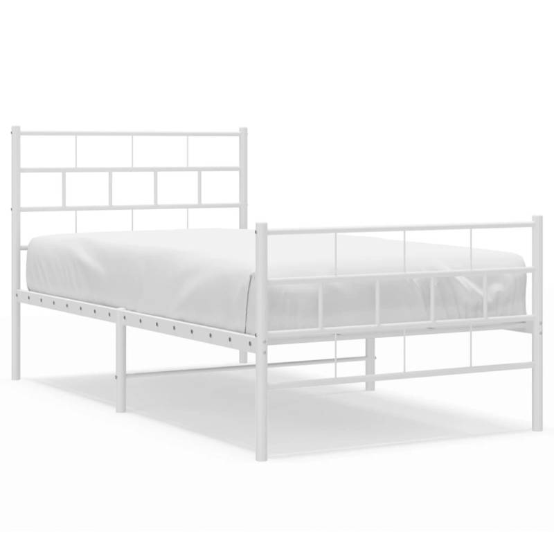 vidaXL Bettgestell mit Kopf- und Fußteil Metall Weiß 107x203 cm Modell 131883515 von VIDAXL