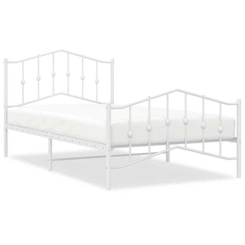 vidaXL Bettgestell mit Kopf- und Fußteil Metall Weiß 107x203 cm Modell 21926304 von VIDAXL