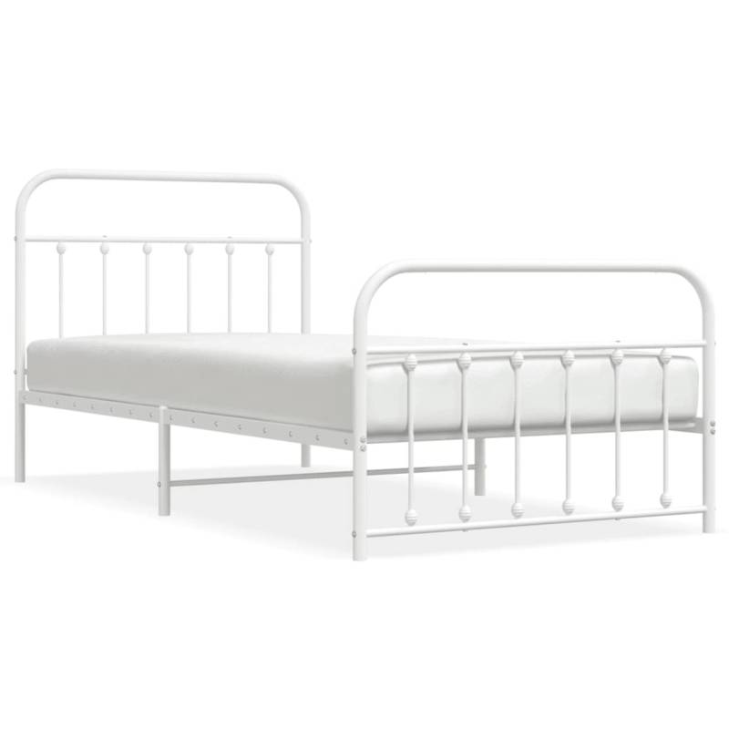 vidaXL Bettgestell mit Kopf- und Fußteil Metall Weiß 107x203 cm Modell 31846557 von VIDAXL