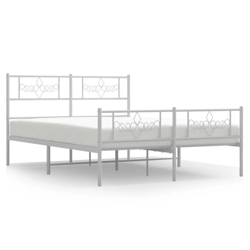 vidaXL Bettgestell mit Kopf- und Fußteil Metall Weiß 120x190 cm Modell 61887112 von VIDAXL