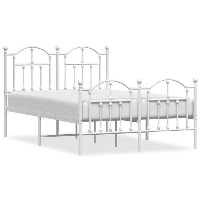vidaXL Bettgestell mit Kopf- und Fußteil Metall Weiß 120x200 cm Modell 21846365 von VIDAXL