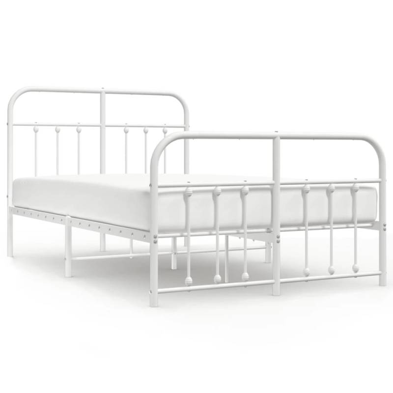 vidaXL Bettgestell mit Kopf- und Fußteil Metall Weiß 120x200 cm Modell 31796608 von VIDAXL