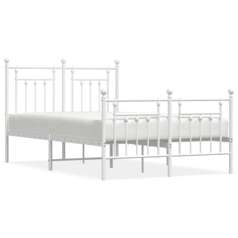 vidaXL Bettgestell mit Kopf- und Fußteil Metall Weiß 120x200 cm Modell 41851969 von VIDAXL