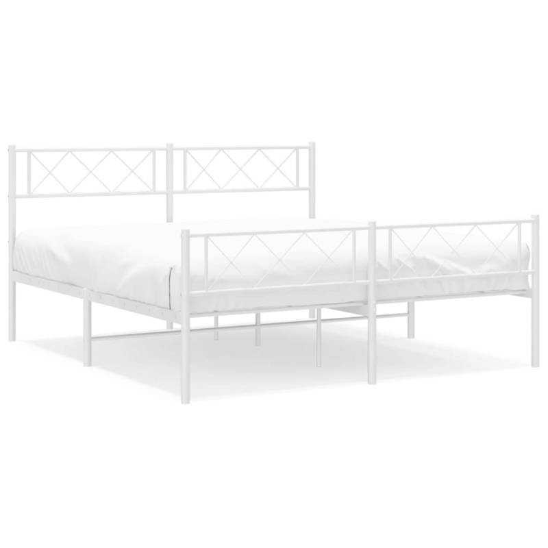 vidaXL Bettgestell mit Kopf- und Fußteil Metall Weiß 135x190 cm Modell 151881724 von VIDAXL