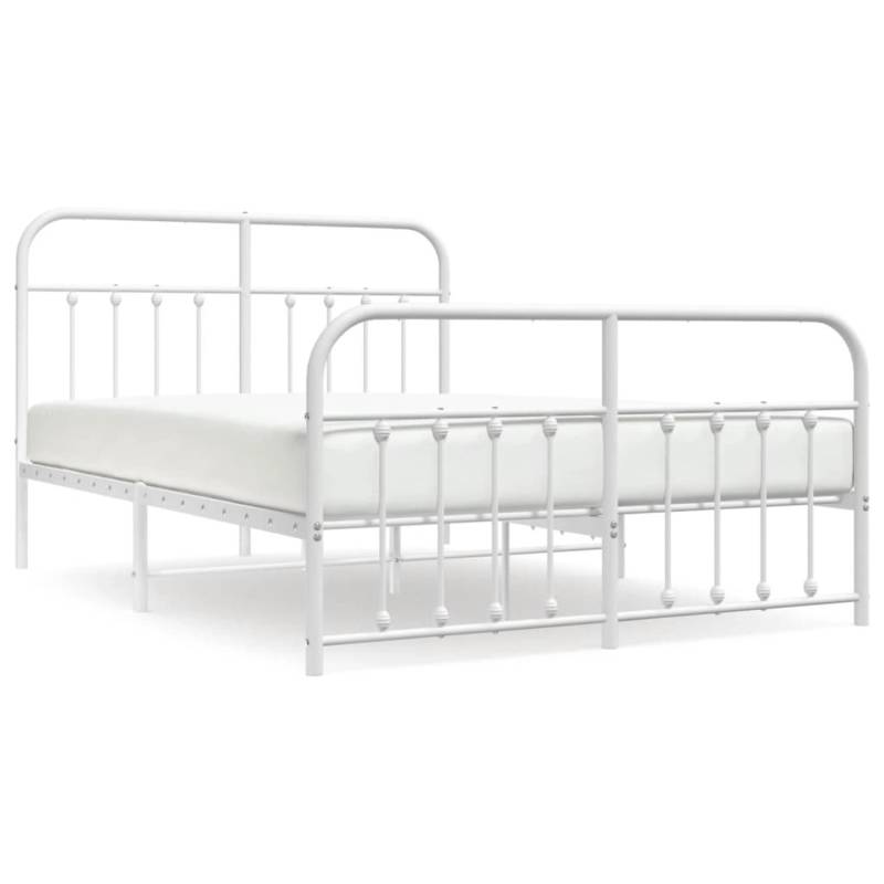 vidaXL Bettgestell mit Kopf- und Fußteil Metall Weiß 135x190 cm Modell 91796861 von VIDAXL