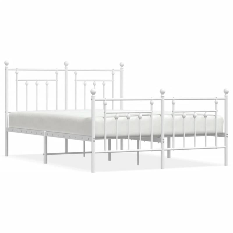 vidaXL Bettgestell mit Kopf- und Fußteil Metall Weiß 140x190 cm Modell 41846454 von VIDAXL