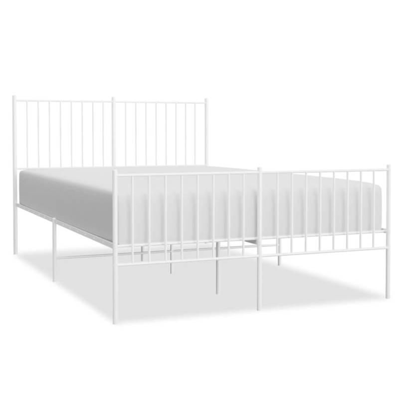 vidaXL Bettgestell mit Kopf- und Fußteil Metall Weiß 140x200 cm Modell 21629523 von VIDAXL