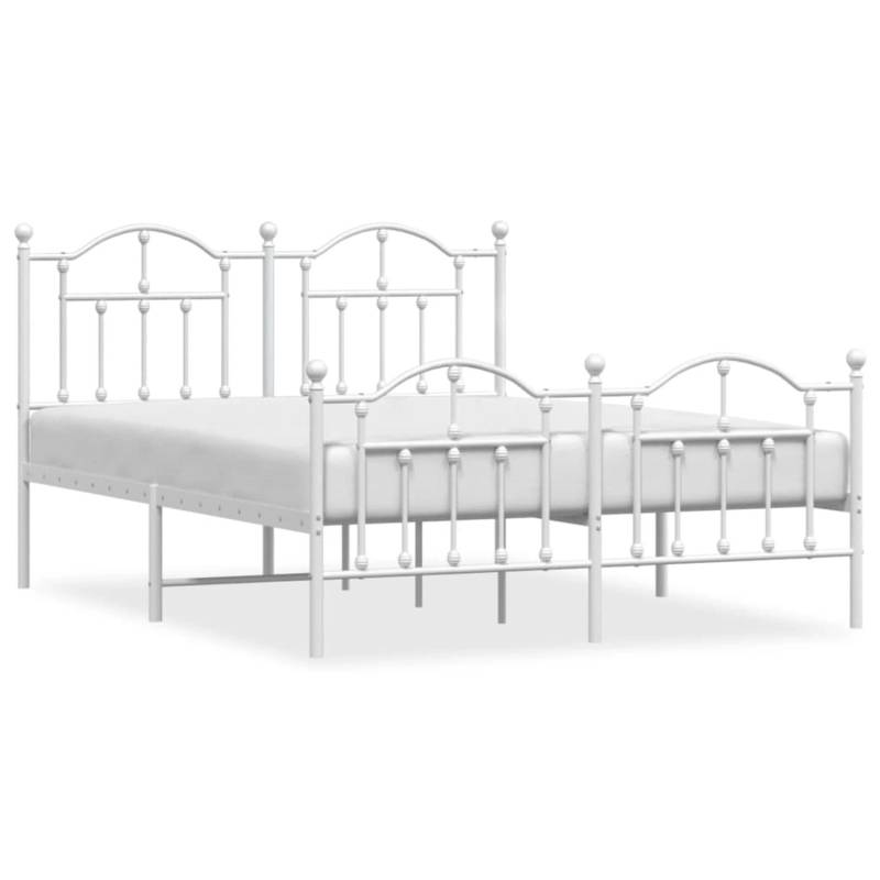 vidaXL Bettgestell mit Kopf- und Fußteil Metall Weiß 150x200 cm Modell 101847266 von VIDAXL