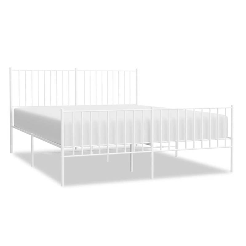 vidaXL Bettgestell mit Kopf- und Fußteil Metall Weiß 160x200 cm Modell 71629526 von VIDAXL