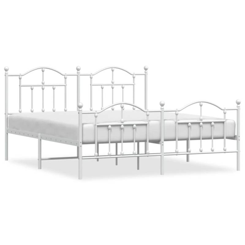 vidaXL Bettgestell mit Kopf- und Fußteil Metall Weiß 180x200 cm Modell 41846383 von VIDAXL