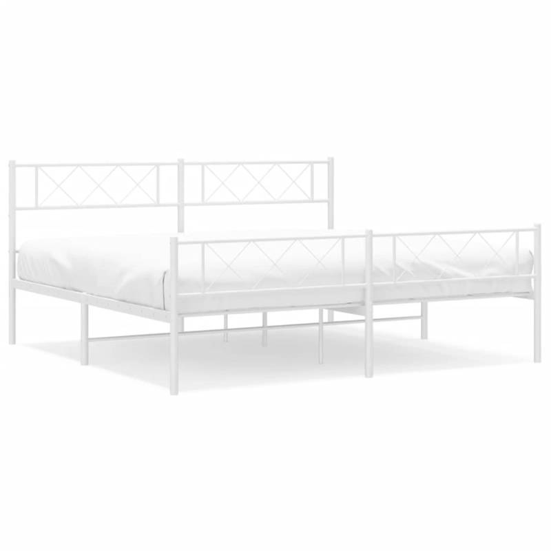 vidaXL Bettgestell mit Kopf- und Fußteil Metall Weiß 183x213 cm Modell 121885748 von VIDAXL