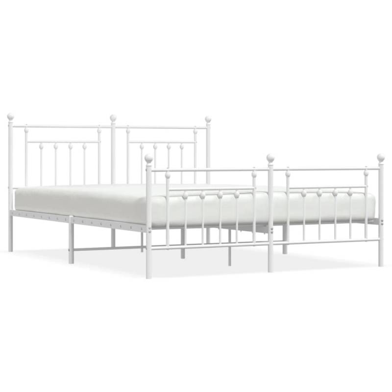 vidaXL Bettgestell mit Kopf- und Fußteil Metall Weiß 183x213 cm Modell 51809763 von VIDAXL