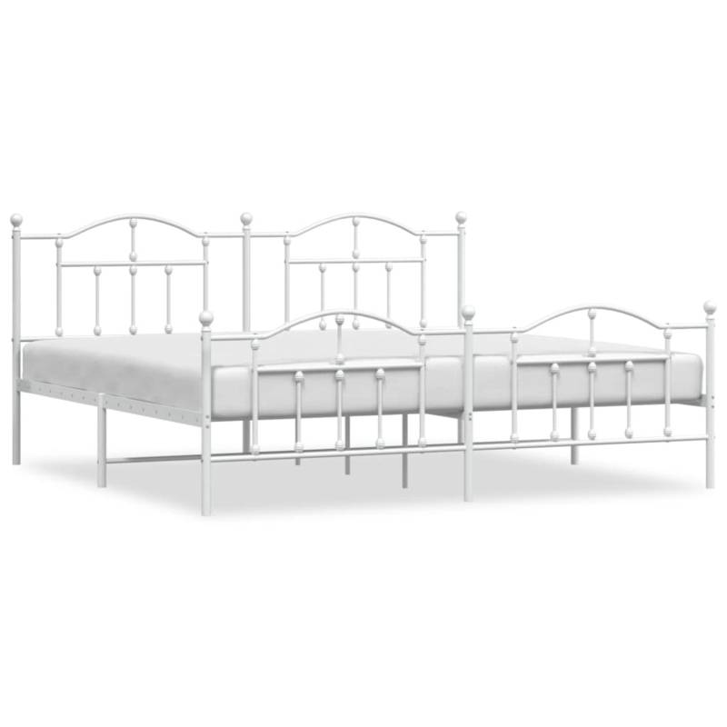vidaXL Bettgestell mit Kopf- und Fußteil Metall Weiß 200x200 cm Modell 41846308 von VIDAXL