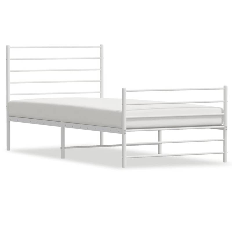 vidaXL Bettgestell mit Kopf- und Fußteil Metall Weiß 75x190 cm Modell 21730511 von VIDAXL