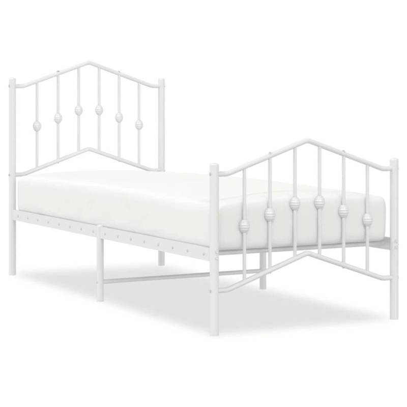 vidaXL Bettgestell mit Kopf- und Fußteil Metall Weiß 75x190 cm Modell 41926251 von VIDAXL