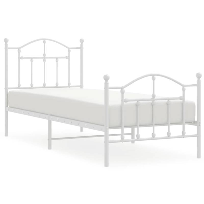 vidaXL Bettgestell mit Kopf- und Fußteil Metall Weiß 90x200 cm Modell 31846539 von VIDAXL