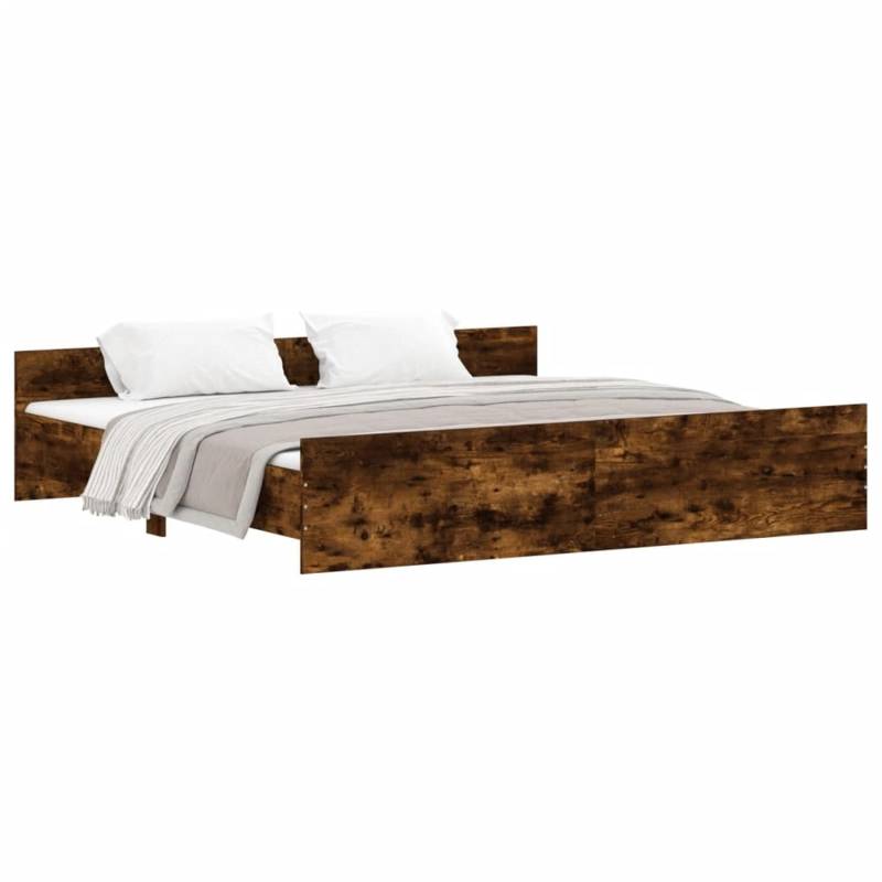 vidaXL Bettgestell mit Kopf- und Fußteil Räuchereiche 200x200 cm1909561 von VIDAXL